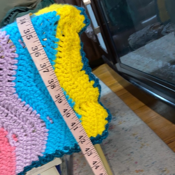 Handmade Crochet Ripple Stripe Lap Blanket Size 54"x43" Vintage Look Blanket - Picture 15 of 17